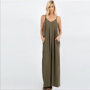 army green maxi dress